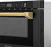 Autograph Edition 24" 1.2 Cu. Ft. Built-In Microwave Drawer in Black Stainless Steel and Polished Gold Accents