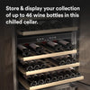 46 Bottle Luxury Wine Cooler & Beverage Refrigerator, Built in or Free-Standing, Dual Zone, Stainless Steel with Reversible Glass Door, Beech Wood Shelves and LED Display Touchpad