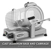 Commercial WCS250SV 10" Light Duty 3/4 HP Food Slicer, Cast Aluminum Base, 120V, 5-15 Phase Plug,Silver