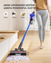 Cordless Vacuum Cleaner 40Kpa, 450W Stick Vacuum Cleaner, up to 55 Mins Runtime, Self-Standing Vacuum Cleaner with Wall Mount Charging, Scented Card, for Furniture, Carpet, Pet Hair, Hard Floor