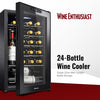 24-Bottle Compressor Wine Cooler with Upright Bottle Storage - Freestanding Wine Refrigerator with Digital Touchscreen and LED Temperature Display