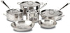 D3 3-Ply Stainless Steel Cookware Set 10 Piece, Induction Compatible, Oven Broiler Safe 600F, Kitchen Cooking Set W/ Fry Pans, Saucepans, Saute Pans, Stockpot, Lids, Pots and Pans, Silver