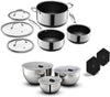 11-Piece Set - 3-Piece Mixing Bowl Set - 2, 3 and 8 Quart Pot with Lids & 2 Silicone Trivets