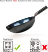 Zhensanhuan Chinese Hand Hammered Iron Woks and Stir Fry Pans, Non-Stick, No Coating, Less Oil, 章丘铁锅，Carbon Steel Pow (Seasoned 36CM)