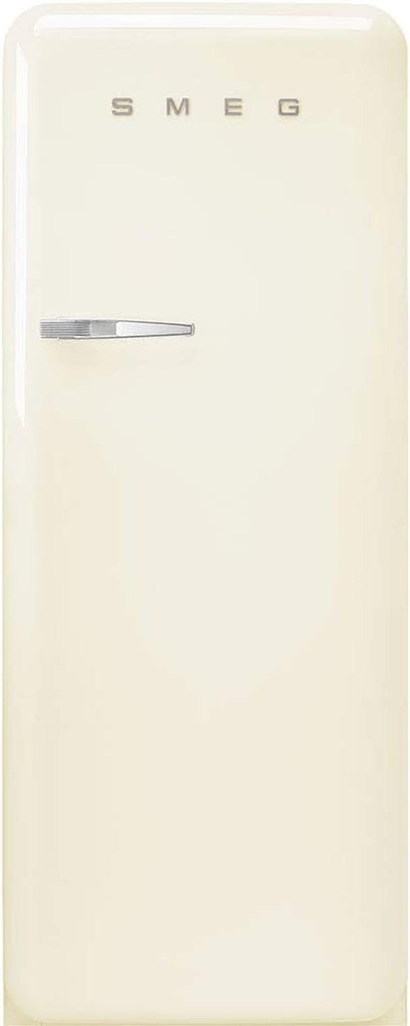 FAB28 50'S Retro Style Aesthetic Top Freezer Refrigerator with 9.92 Cu Total Capacity, Multiflow Cooling System, Adjustable Glass Shelves 24-Inches, Cream Right Hand Hinge Made in Italy