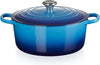 Signature Enamelled Cast Iron round Casserole Dish with Lid, 28 Cm, 6.7 Litre, Azure, 21177182202430