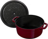 Casserole Dish round with Lid 24 Cm 2.8 L with Matte Black Enamel inside the Pot 3.8 Litres Bordeaux Red