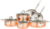 Culinary 3-Ply Stainless Steel Hammered Copper Clad Cookware Set, 10 Piece, Oven Safe, Works on Electronic, Ceramic, and Gas Cooktops