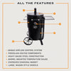 Char-Broil Oklahoma Joes Bronco Barrel Drum Smoker with Porcelain Coated Steel, Air Intake Channel, and 630 Square Inches Cooking Surface, Black