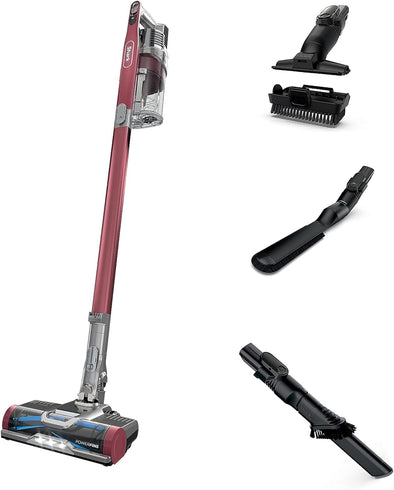 Anti-Allergen Cordless Stick Vacuum with Self-Cleaning Brushroll, Powerfins, Removable Handheld Tools, 40 Min Runtime, Red, .34-Quart