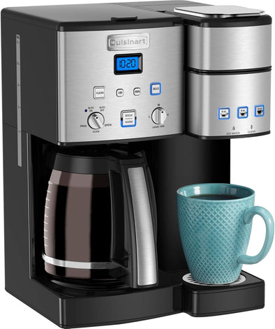 Single Serve + 12 Cup Coffee Maker, Offers 3-Sizes: 6-Ounces, 8-Ounces and 10-Ounces, Stainless Steel, SS-15P1