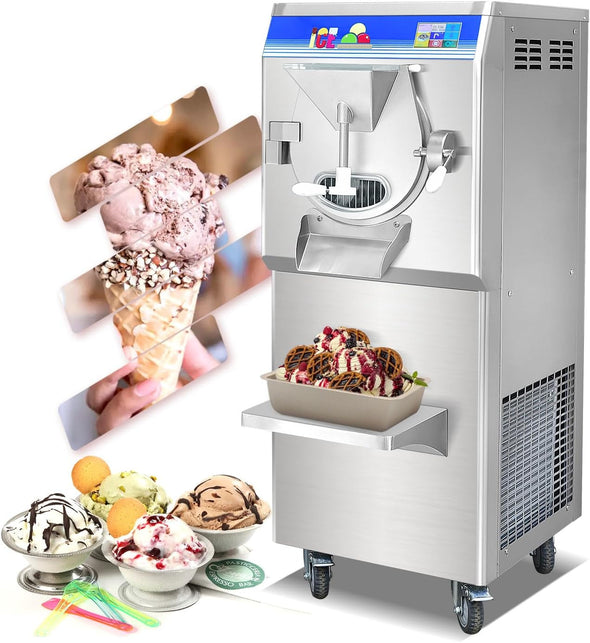 ETL Certificate Commercial Gelato Hard Ice Cream Machine Italian Water Ice Machine with Stronger Stainless Steel Door and Hinge 9-11 Gal/Hour