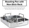 Culinary 3-Ply Stainless Steel Oval Roasting Pan, 8.5 Quart & Culinary 3-Ply Stainless Steel Roasting Pan, Includes a Nonstick Rack