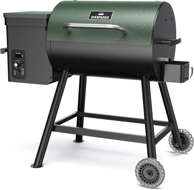 Wood Pellet Grill & Smoker 8-In-1 Pellet Grill with Automatic Temperature Control, & Rain Cover 456 Sq. in Area for Backyard Camping Outdoor