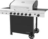 Premium 6-Burner Propane Gas Grill with Side Burner, 66,000 Btus, Perfect for Outdoor Cooking & Grilling, Patio, Tailgating, Bbqs, Silver and Black, 720-0983C