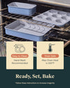 Nonstick Ceramic Bakeware Set (11 Pieces) - Baking Sheets, Assorted Baking Pans, Cooling Rack, & Storage - Aluminized Steel Body - Non Toxic, PTFE & PFOA Free - Gray