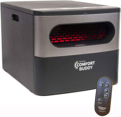 Comfort Buddy, Our Newest Space Heater by , Unique Small Form Factor for Small Areas, On-Top Controls plus Handheld Remote, Intertek Listed, Great for Bedrooms, Basements, Garages,