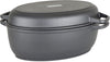 Culinary 3-In-1 8.6 Qt Die Cast Oval Roaster with Glass Basting Lid, Gray