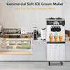 Commercial Ice Cream Machine with Two 12L Hoppers Soft Serve Machine with 3 Flavors Commercial Ice Cream Maker 2450W Compressor Soft Ice Cream Machine with LCD Panel for Restaurants Snack Bar