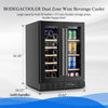 COOLER 24 Inch Wine and Beverage Refrigerator, Dual Zone Wine Cooler Refrigerator, Wine and Beer Refrigerator under Counter Cooling with Compressor,Hold 21 Bottles and 57 Cans [Black]