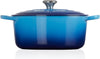 Signature Enamelled Cast Iron round Casserole Dish with Lid, 28 Cm, 6.7 Litre, Azure, 21177182202430