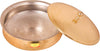 Brass Lagan Handi with Lid Hammered Finish Round, inside Tin Lining, Chemical Free for Benefits (11 Litre), Yellow