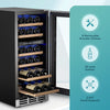 15 Inch Wine Fridge, Dual Zone Wine Chiller with Digital Temperature Control, Wine Cooler Upgraded Compressor Fits Low Noise, Wine Storage with Double-Layer Glass Door, 33 Bottles.