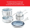 Spirit 3-Ply 10-Pc Stainless Steel Ceramic Nonstick Pots and Pans Set, Dutch Oven, Fry Pan