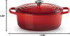 Signature Enamelled Cast Iron Casserole Dish with Lid - Oval, 27 Cm, 4.1 Litres, Cerise, 21178270602430