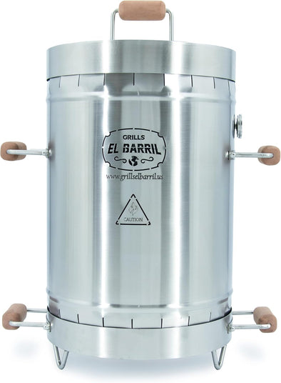 EL BARRIL 30Lbs Smoker Grill Combo, Stainless Steel Barrel Charcoal Smoker – Smoke or Grill, Portable Outdoor Smoker with Grilling Accessories