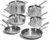 Cookware - 10 Piece Stainless Steel Pot and Pan Set - 5 Ply Clad - Includes Stainless Steel Frying Pans, Saucepans, Saucier and Stock Pot W/Lid - Professional Cookware - Crafted in Italy