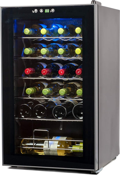 24 Bottle Wine Fridge with LED Display, Compressor Cooling Wine Cooler Refrigerator with Interior Light, Temperature Controlled Wine Bottle Chiller with Fridge Wine Rack