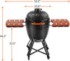 23.5-Inch Kamado Ceramic Charcoal Grill, Grills Outdoor Cooking with Cart, Side Shelves, Stainless Steel Grates, Cover, Tabletop Barbecue Grill for Home Party and Outdoor Backyard Cooking, Black