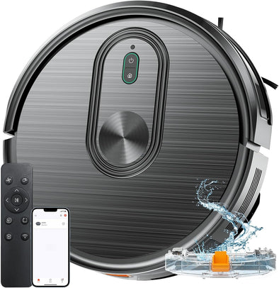 Robot Vacuum and Mop Combo, 2 in 1 Mopping Robotic Vacuum with Schedule, App/Bluetooth/Voice, Max Suction 3200Pa, Self-Charging Robot Vacuum Cleaner, Slim, Ideal for Pet Hair, Hard Floor, Carpet