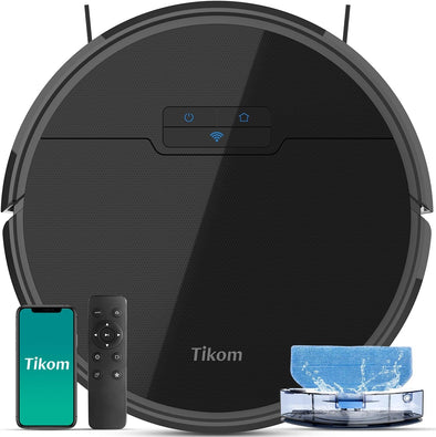 Robot Vacuum and Mop Combo, Robot Vacuum Cleaner with Powerful Suction, Super Thin, Self-Charging Robotic Vacuum Cleaner for Carpet, Pet Hair, Hard Floors, APP & Remote Control