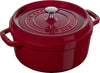 Casserole Dish round with Lid 24 Cm 2.8 L with Matte Black Enamel inside the Pot 3.8 Litres Bordeaux Red