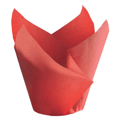 611105 Tulip Cup Cupcake Wrapper/Baking Cup, 2-1/4" Diameter X 4" Height, Large, Red (10 Packs of 250)