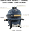 13” Kamado Portable Charcoal Grill with Smoker - Outdoor Ceramic Small BBQ Grill with Stand and Cooking Grate - Dark Blue