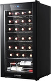 COOLER 28 Bottle Compressor Wine Cooler Refrigerator, Mini Fridge with 41-64.4°F Digital Temperature Control Glass Door,Small Freestanding Wine Refrigerator for Red, White and Champagne