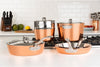 Culinary Contemporary 4-Ply Copper Clad Cookware Set with Metal Lids, 9 Piece, Oven Safe, Works on All Cooktops Including Induction