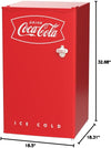 Nostalgia Coca-Cola Refrigerator with Freezer, 3.2 Cu. Ft., Adjustable Temperature Cools as Low as 32 Degrees, Bottle Opener, Ice Cube Tray, Scraper Included, Red