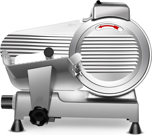 Meat Slicer Machine,10 Inch Commercial Meat Slicer, 240W Frozen Meat Cheese Deli Slicer,Premium Chromium-Plated Steel Blade Semi-Auto Foody Slicer for Commercial and Home Use,Low Noises