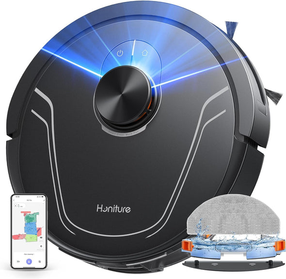 Robot Vacuum and Mop Combo,V8 Pro Robot Vacuum Cleaner with 5000Pa Max Suction,Laser Navigator Robotic Vacuums with 180 Mins Run Time,Self-Charging,App Control,Ideal for Pet Hair