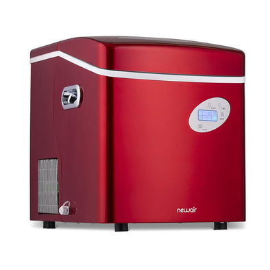 Portable Ice Maker 50 Lb. Daily | Red | 3 Size Bullet Shaped Ice | First Batch under 10 Minutes | Self Cleaning Quiet Operation Countertop Ice Machine | AI-215R