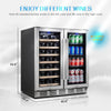 Wine and Beverage Refrigerator, 30 Inch Wine Fridge Dual Zone Hold 33 Bottles and 96 Cans, Digital Touch Control, Built-In or Freestanding