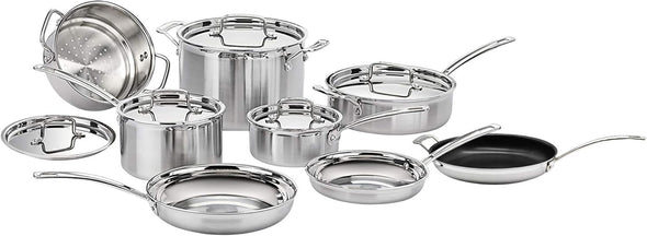 13 Piece Cookware Set, Multiclad Pro Triple Ply, Silver, MCP-13N