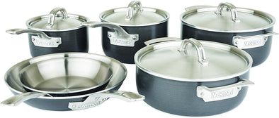 Culinary 5-Ply Hard Stainless Cookware Set, 10 Piece, Hard Anodized Exterior, Dishwasher, Oven Safe, Works on All Cooktops Including Induction