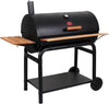 ® Outlaw Charcoal Grill and Smoker with Cast Iron Grates, Warming Rack, Premium Wood Shelves and 950 Cooking Square Inches in Black, Model 2137