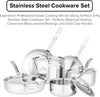 Culinary 3-Ply Stainless Steel Cookware Set with Metal Lids, 10 Piece, Dishwasher, Oven Safe, Works on All Cooktops Including Induction