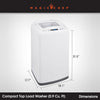 Top Load Compact Washer with LED Display, 6 Cycles, Delay Start Function, 3 Water Levels & 3 Temperature Settings, White, 0.9 Cubic Feet